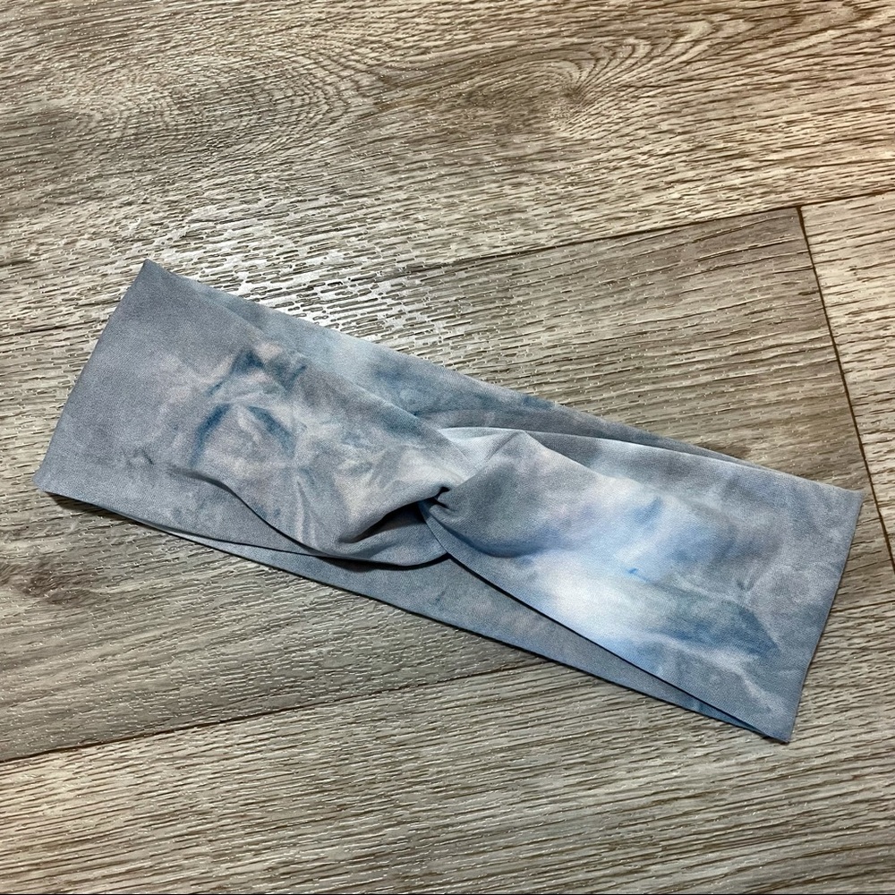 Tie Dye Twist Headband Blue Grey White Handmade NEW